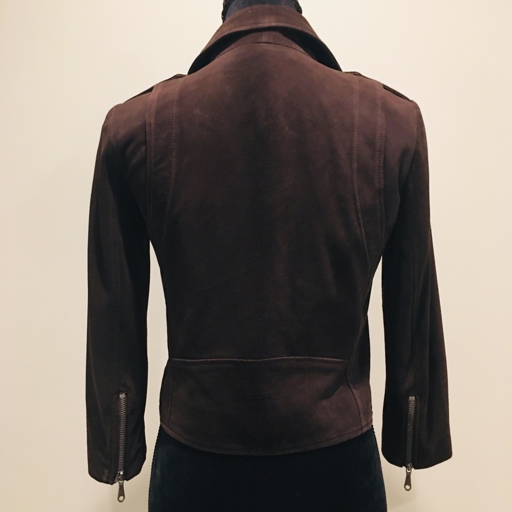 $600 original price BROWN SUEDE GENUINE SUEDE MOTO JACKET - Picture 7 of 9